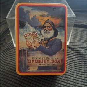 Vintage Bristol Ware Gold Lifebuoy Soap Tin Container